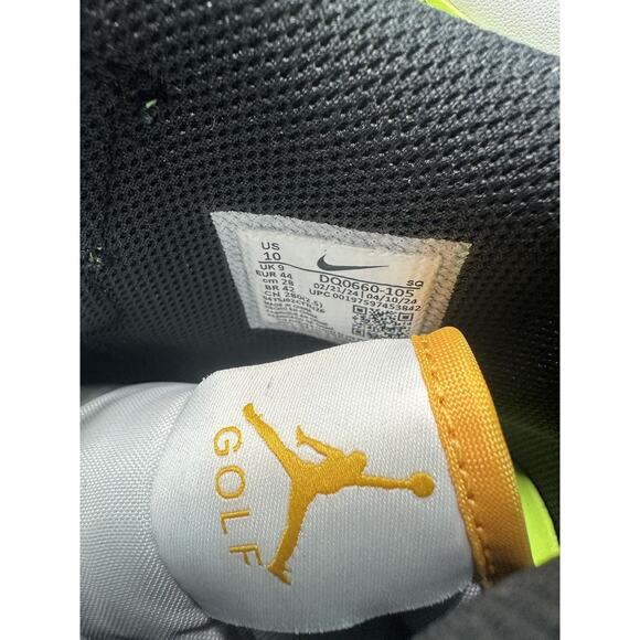 Men’s Size 10 Nike Air Jordan 1 High Golf Shoe White Black Volt Gold DQ0660-105 - Picture 5 of 5